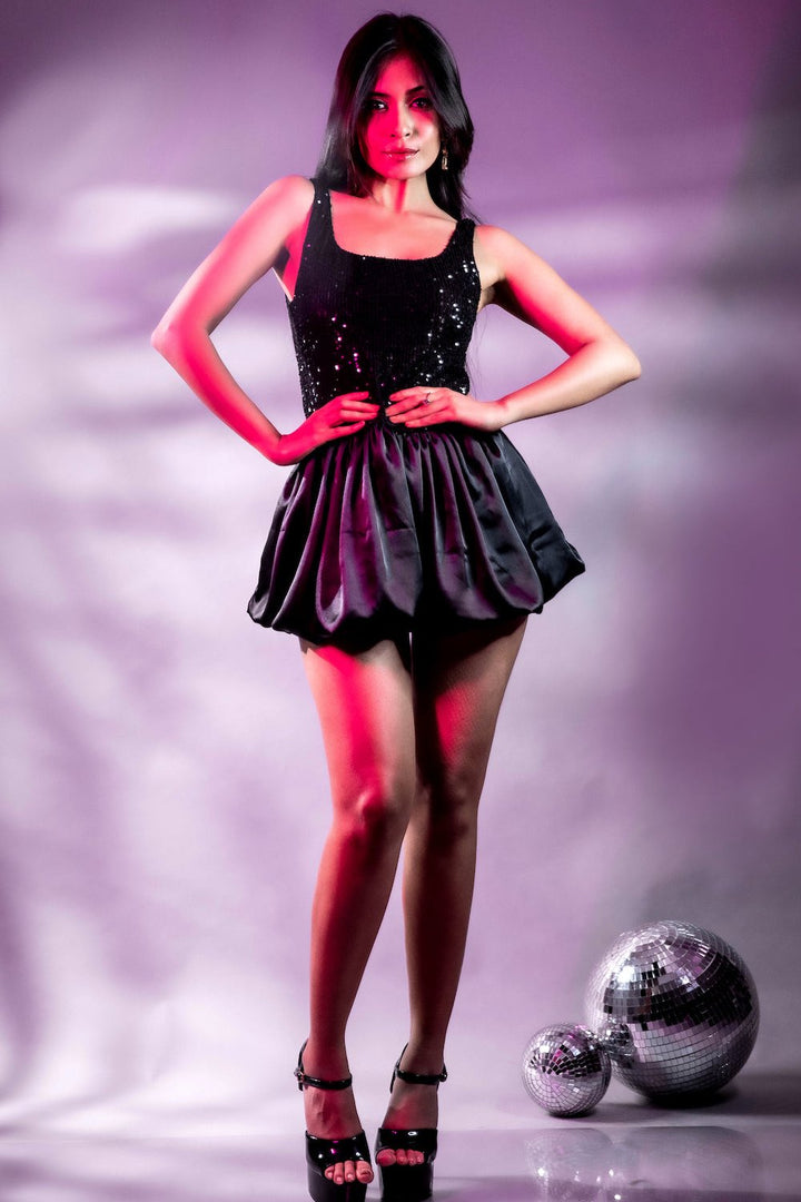 Sequin & Satin Disco Dress