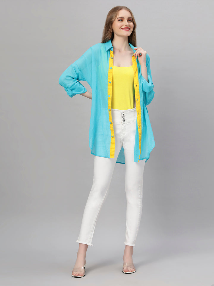 Bright Blue Oversized Cotton Shirt