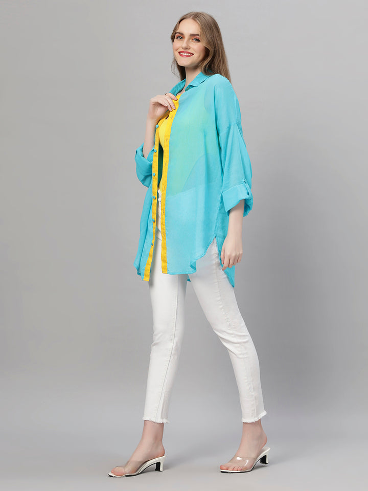 Bright Blue Oversized Cotton Shirt