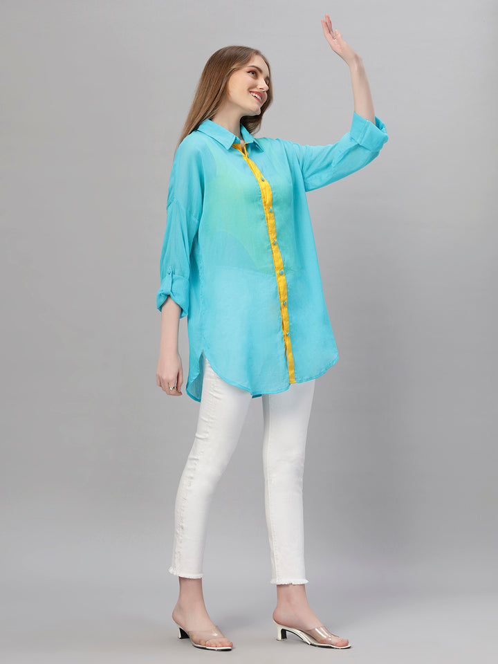 Bright Blue Oversized Cotton Shirt