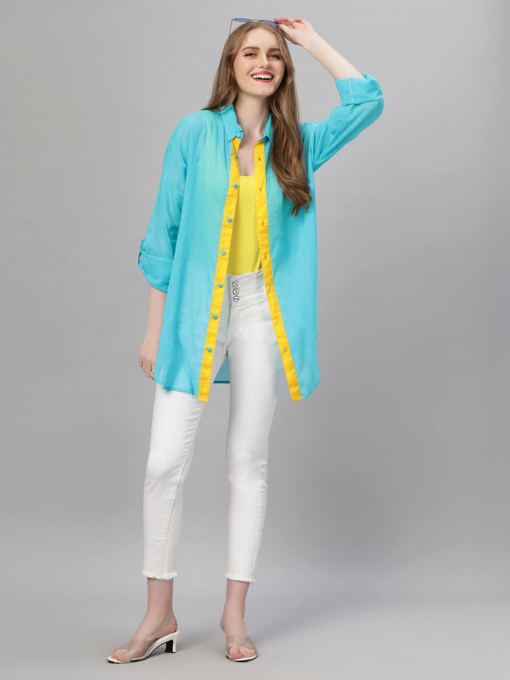 Bright Blue Oversized Cotton Shirt