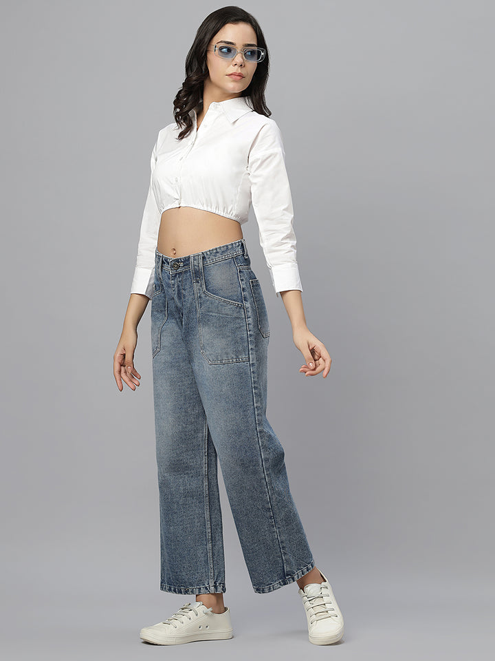 Retro Cropped Casual Shirt