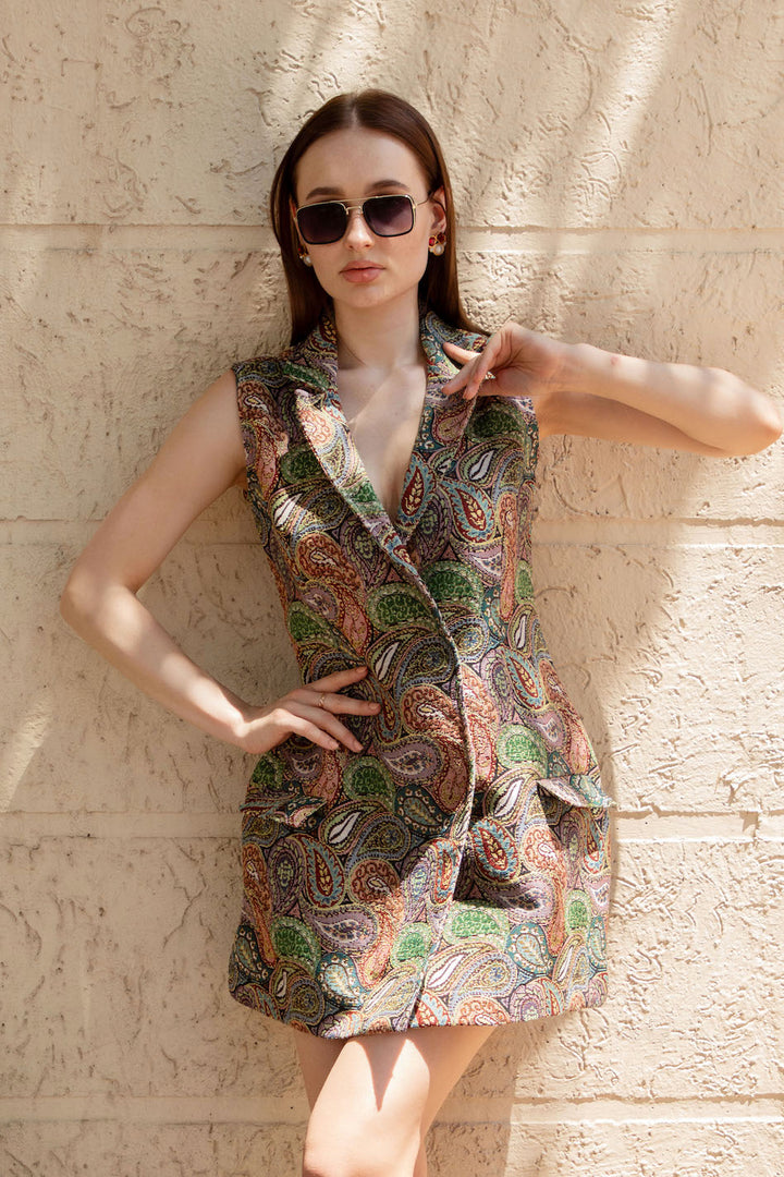 Paisley Pop Cotton Jacquard Vegan Dress