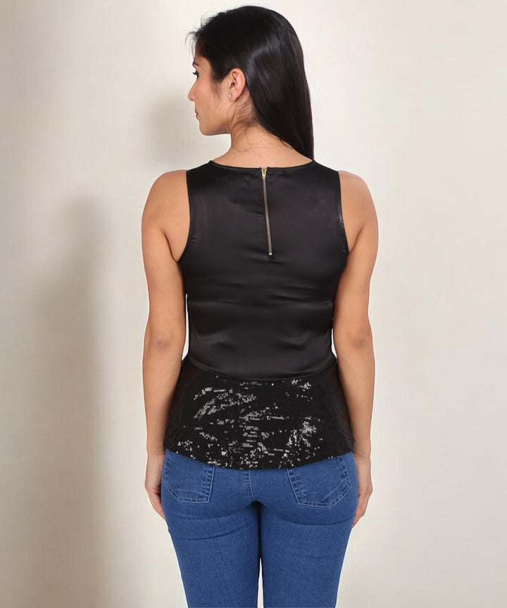 Black Peplum Bling Top