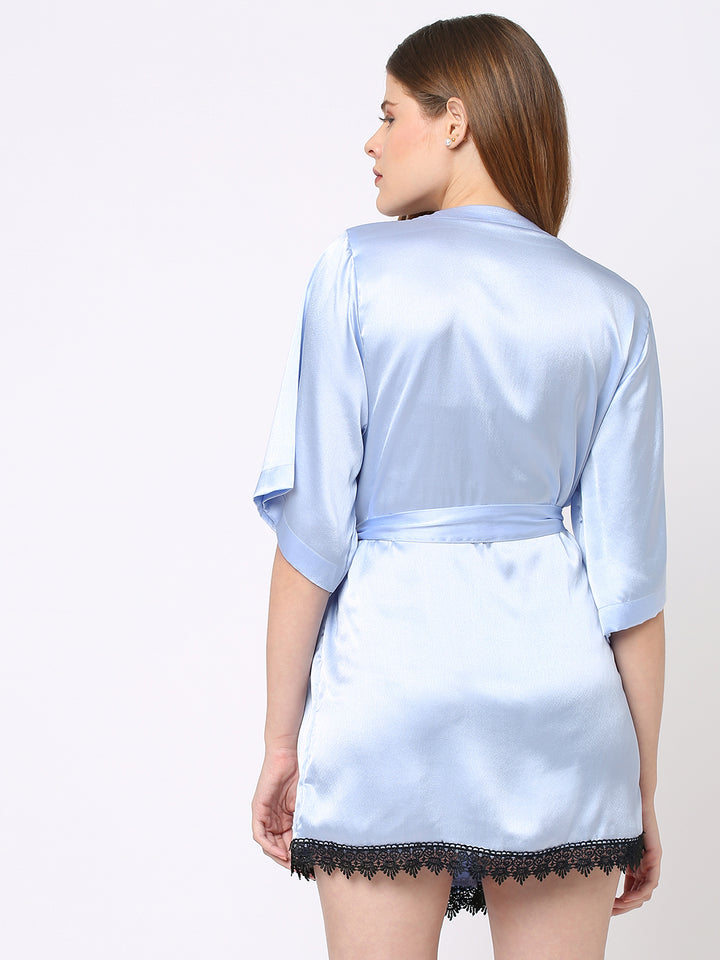 Ice-Blue Satin Robe.