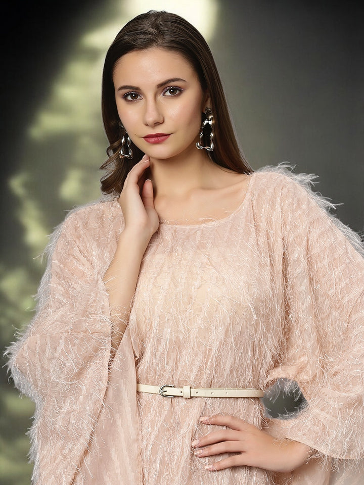 Peach Shimmer Fur 3 in 1 Kaftan