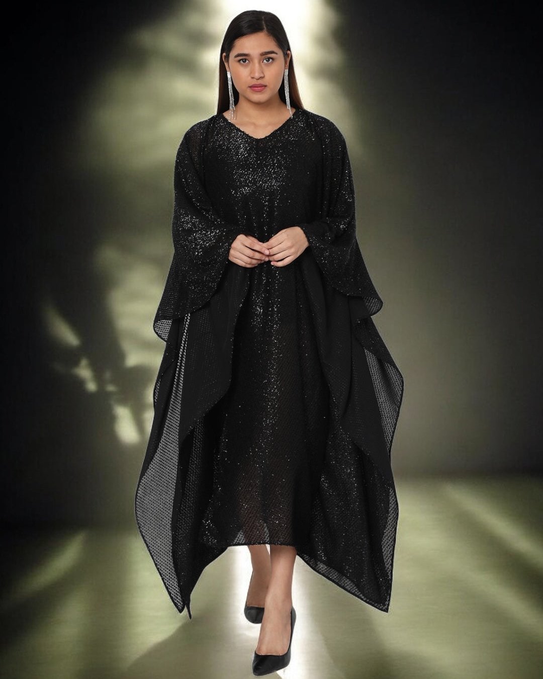 Black Shimmer Long Kaftan