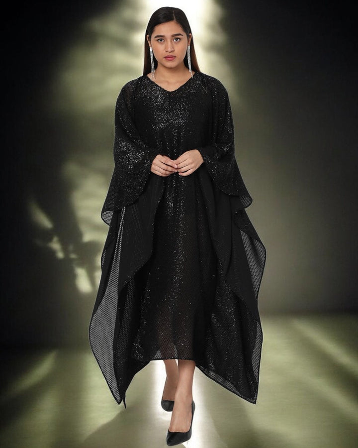 Black Shimmer Long Kaftan