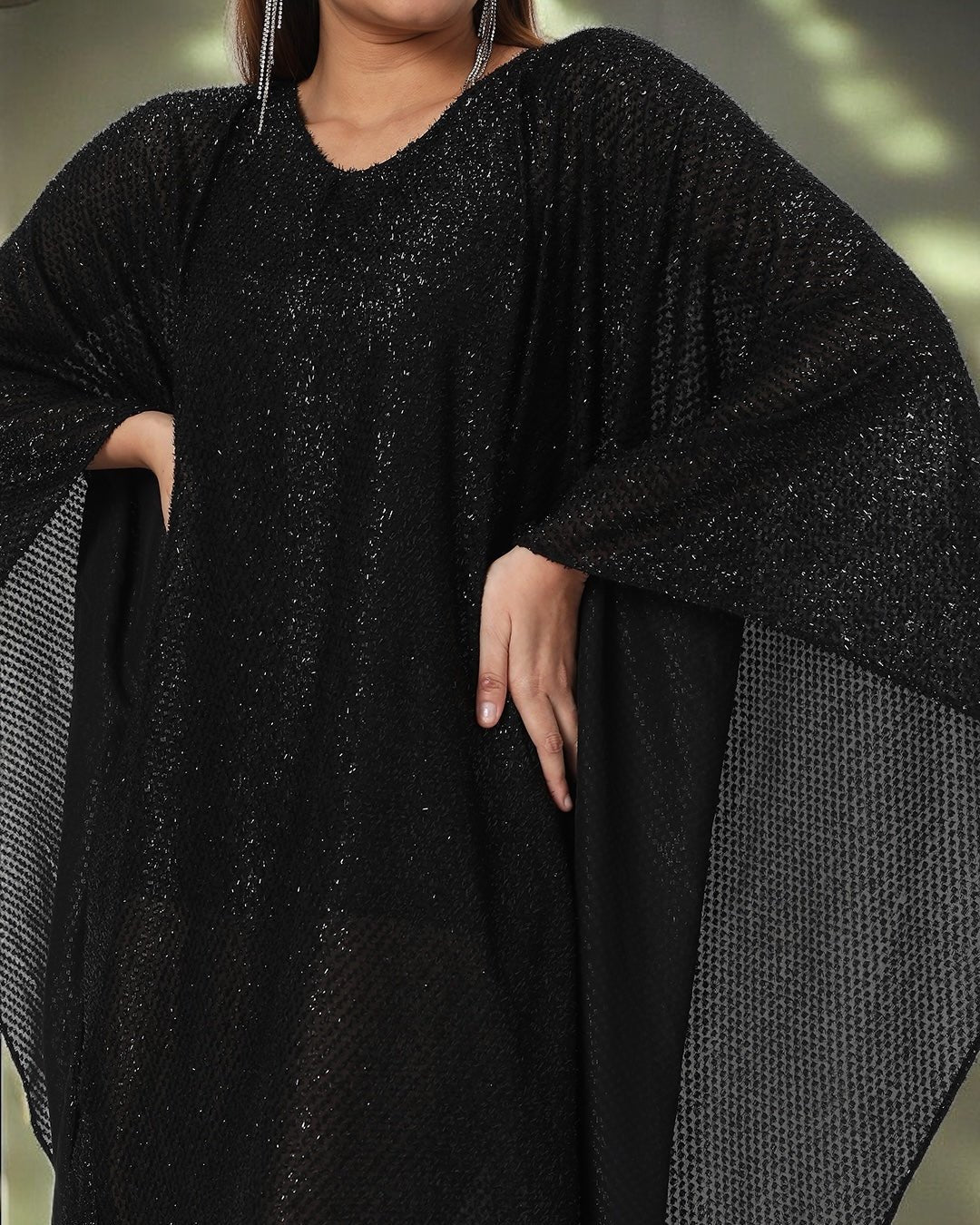 Black Shimmer Long Kaftan