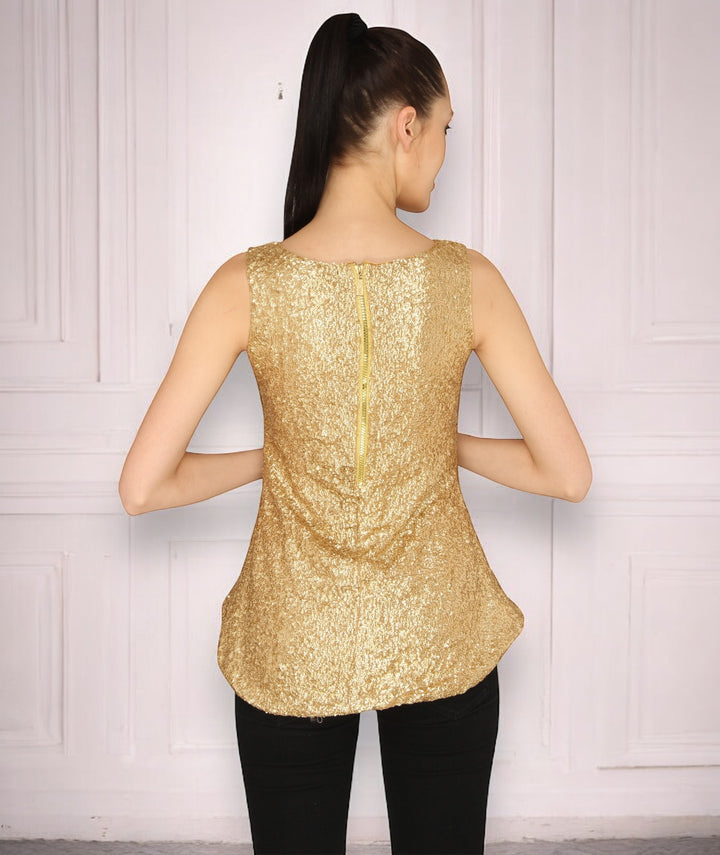 Golden Sequins Peplum Top