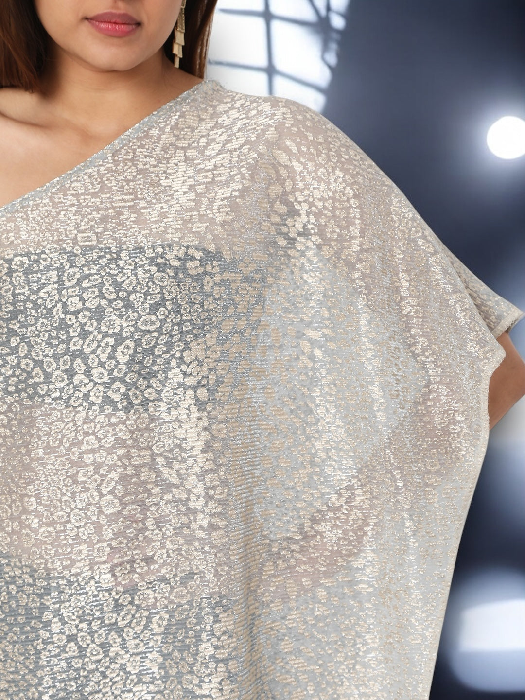 One Shoulder Shimmer Cape