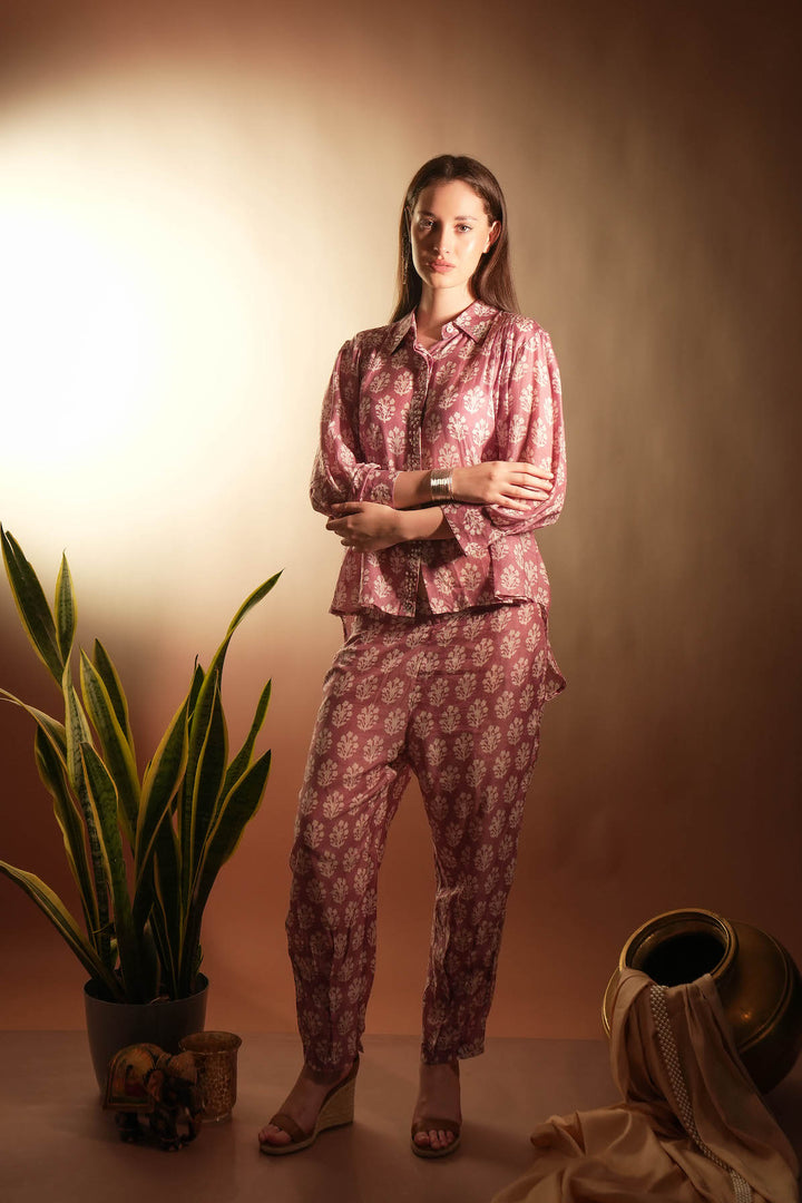 Mauve Muslin Studded Co-ord Set