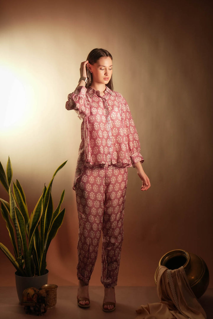Mauve Muslin Studded Co-ord Set