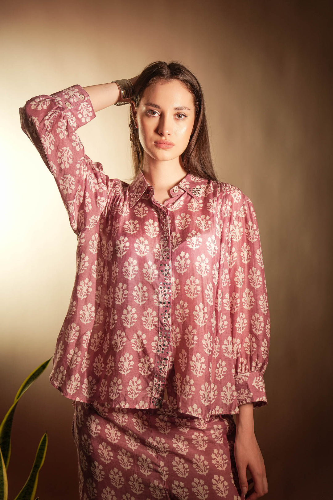 Mauve Muslin Studded Co-ord Set
