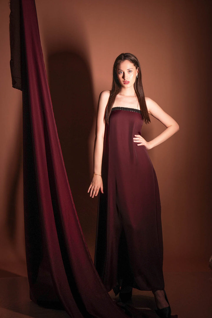Wine Soirée Drape Gown