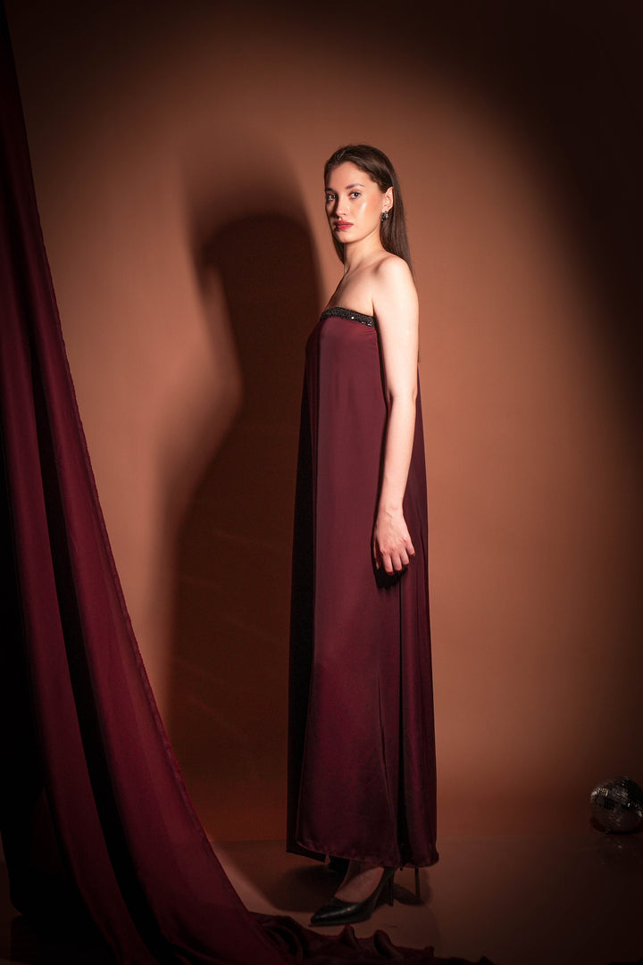 Wine Soirée Drape Gown