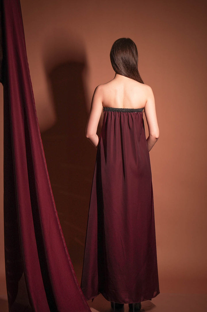 Wine Soirée Drape Gown