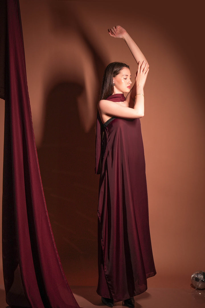Wine Soirée Drape Gown