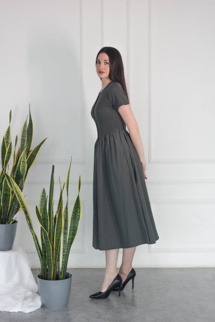 Cotton Smoke Dahlia Dress
