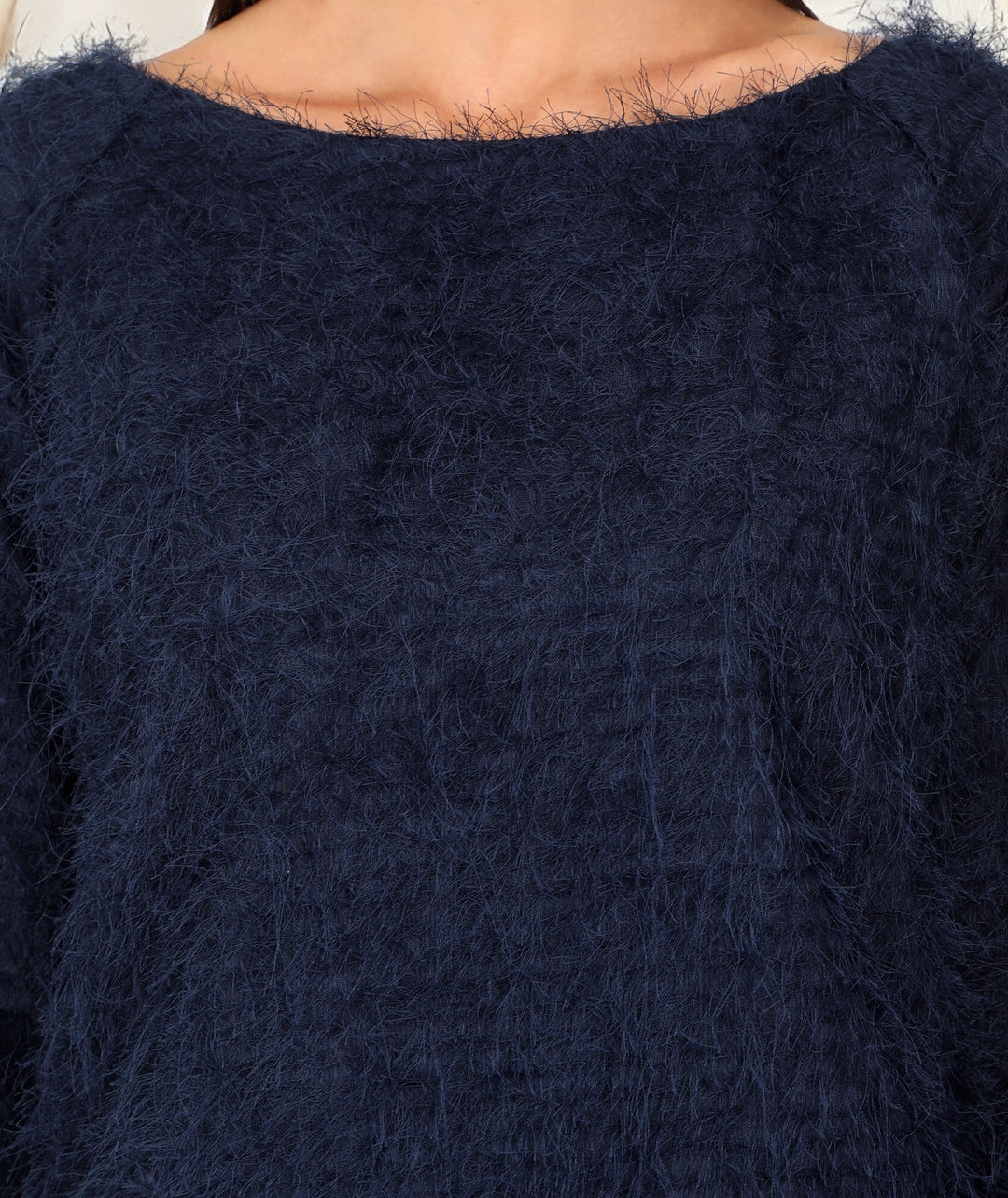 Navy Faux Fur Cosy Top