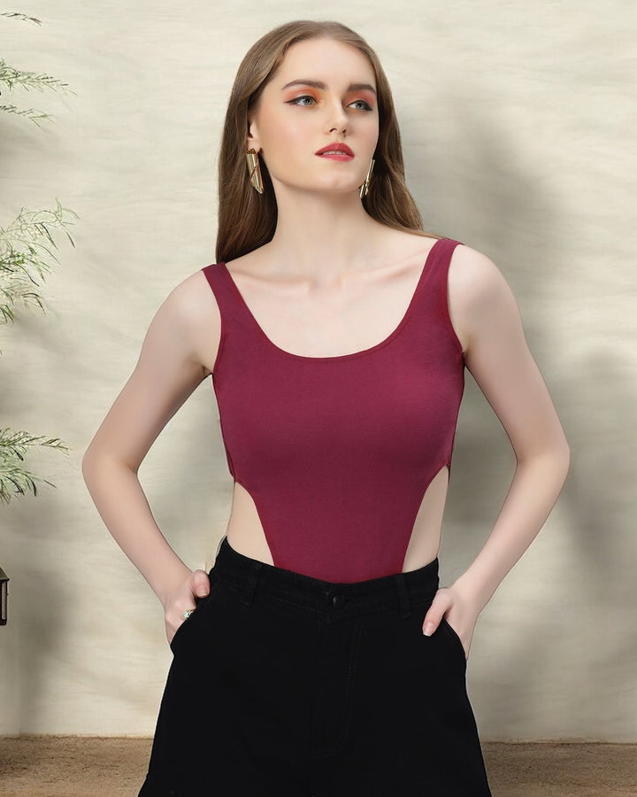 Plum Cut-Out Bodysuit