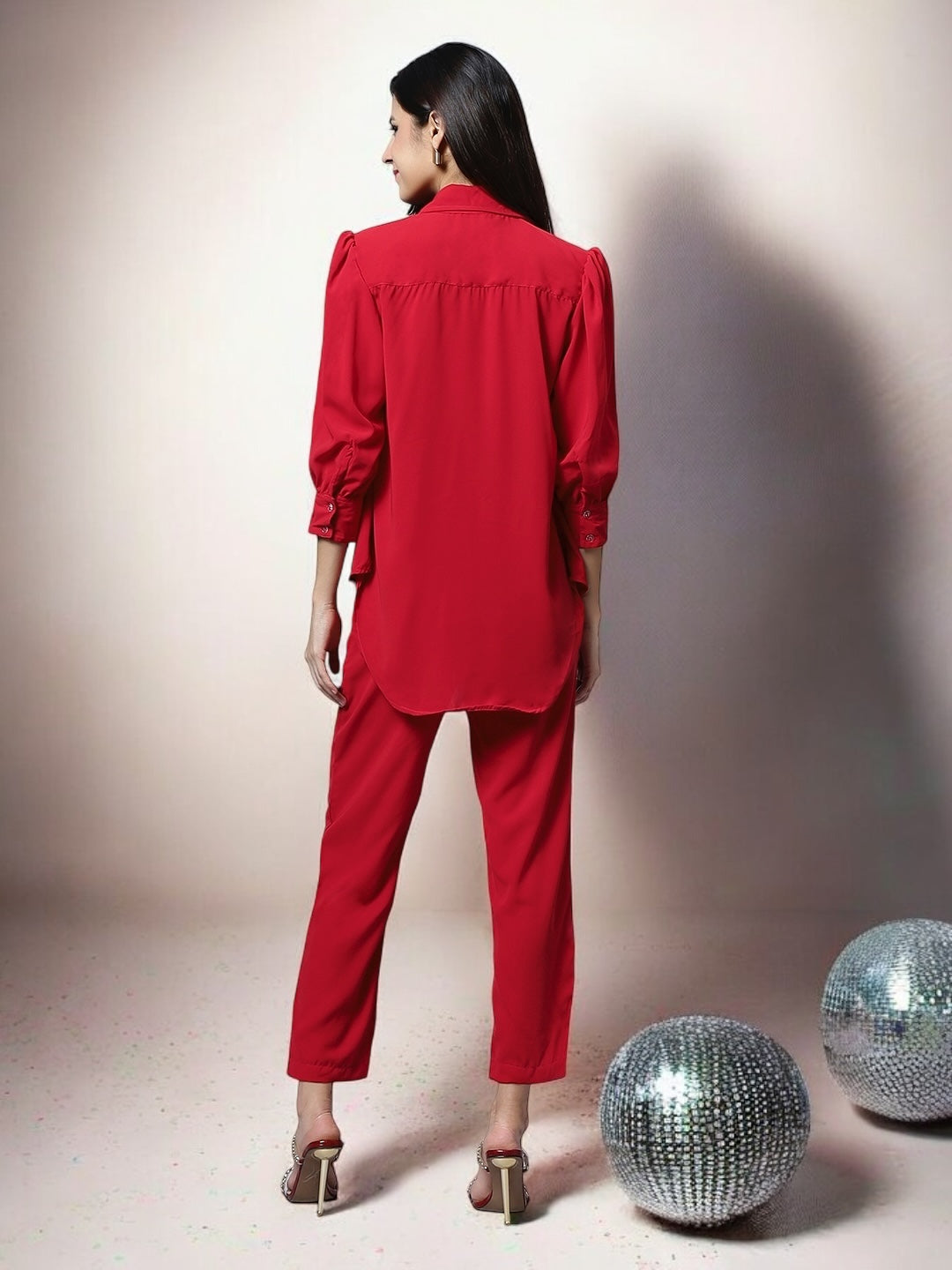 Red Embellished Co-ord Set