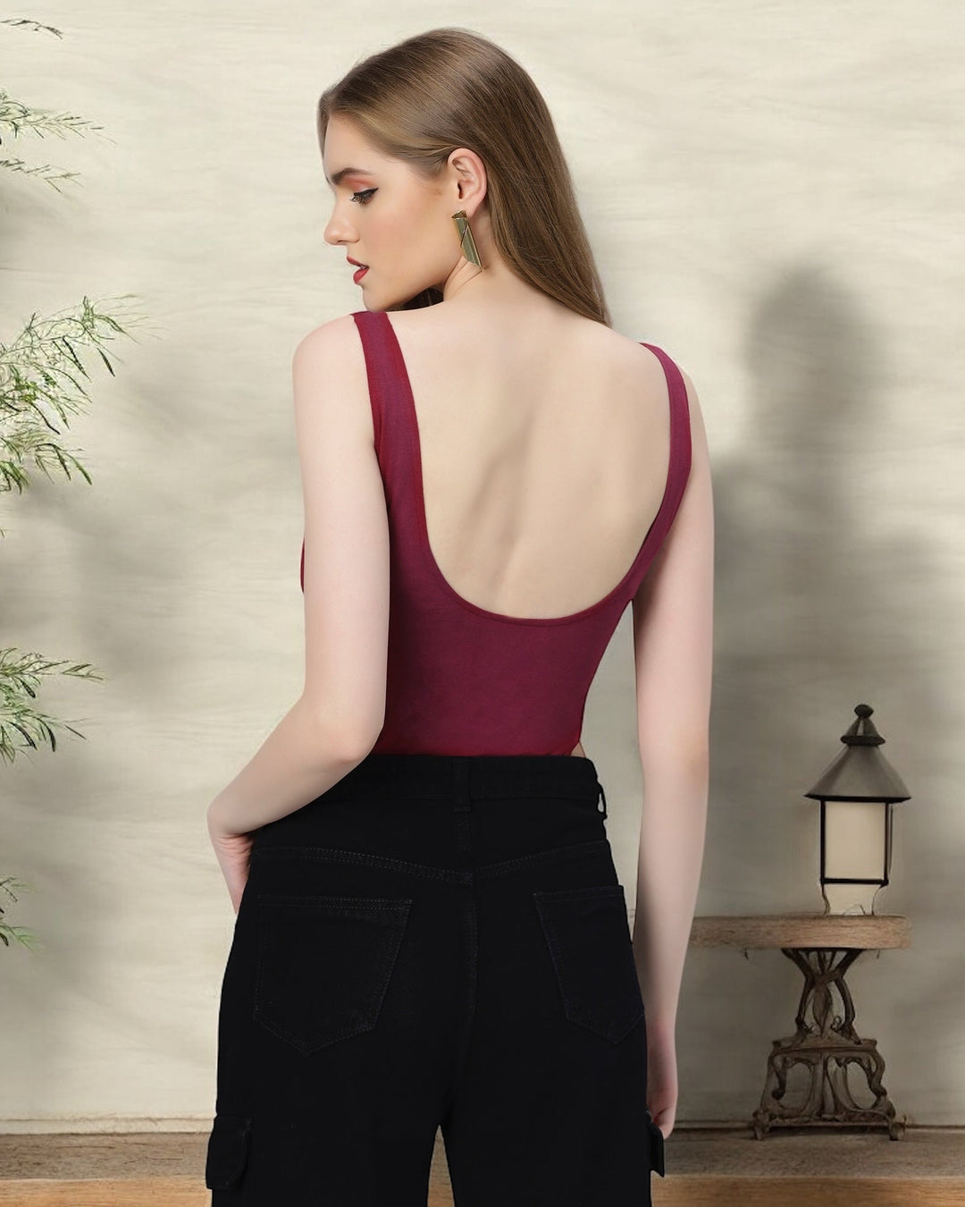 Plum Cut-Out Bodysuit