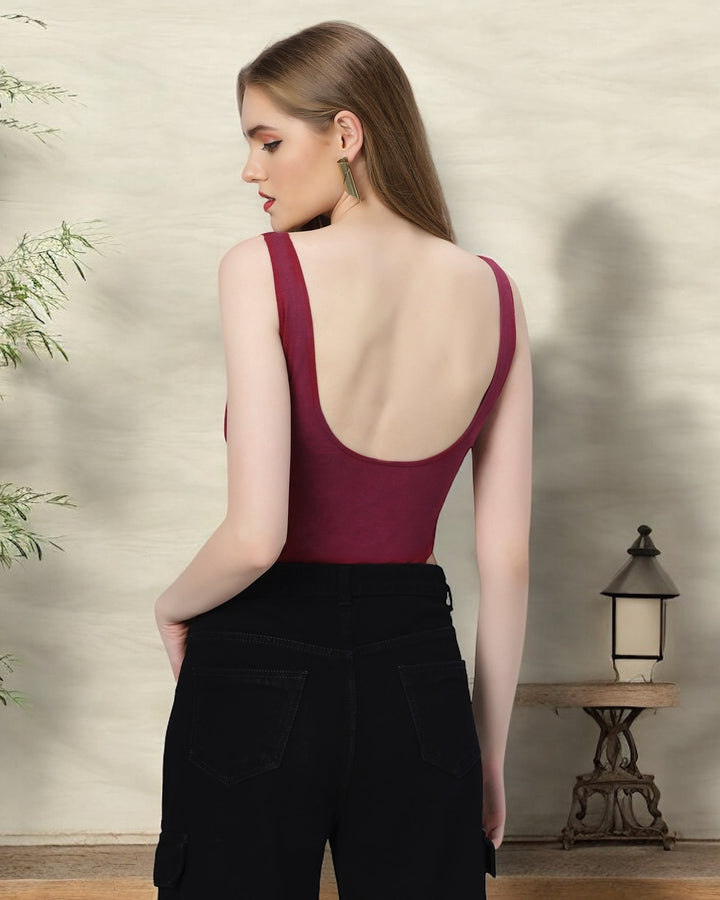 Plum Cut-Out Bodysuit