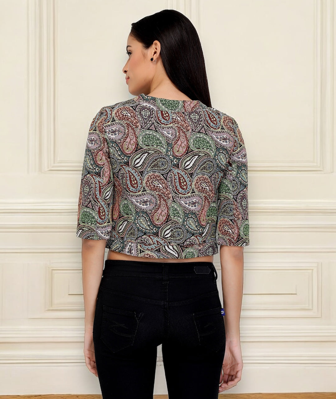 Paisley Printed Cropped Jacket