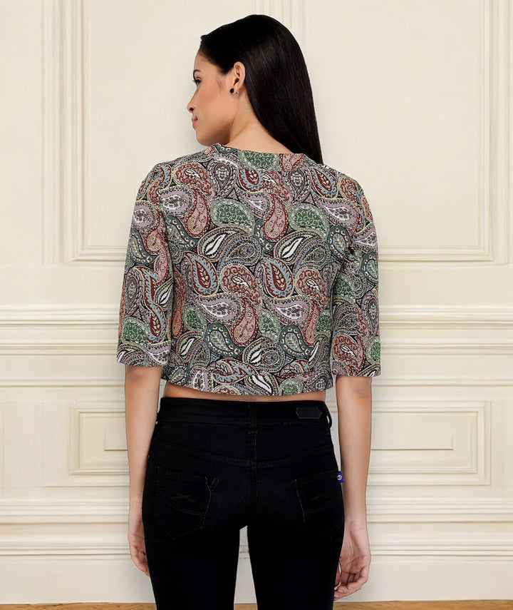 Paisley Printed Cropped Jacket