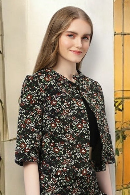 Jacquard Spring Cropped Jacket