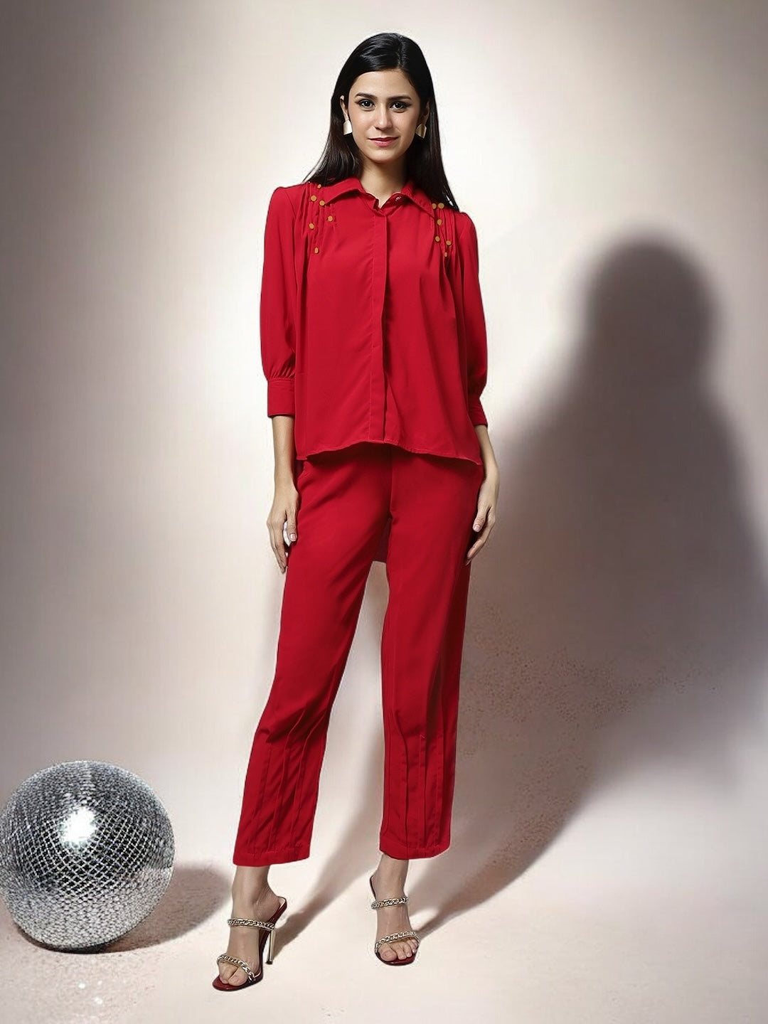 Red Embellished Co-ord Set