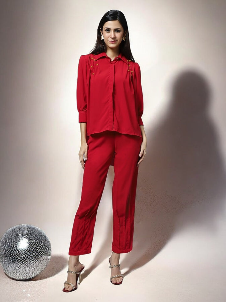 Red Embellished Co-ord Set