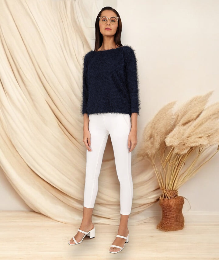 Navy Faux Fur Cosy Top