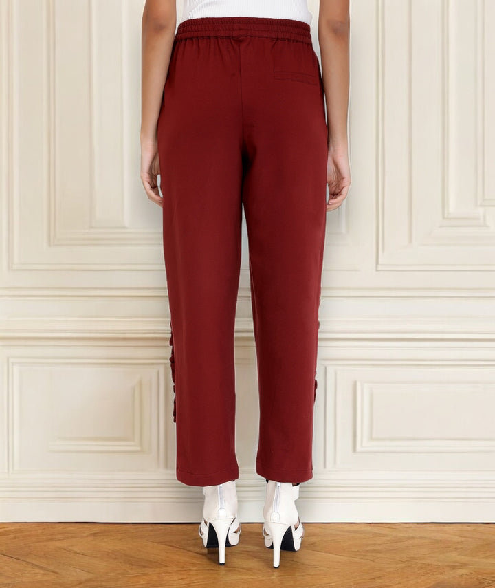 Maroon Knitted Frilled Pants