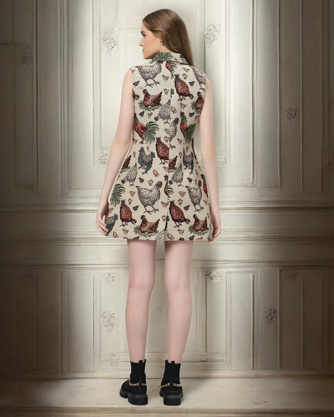 Rooster Cotton Jacquard Vegan Dress