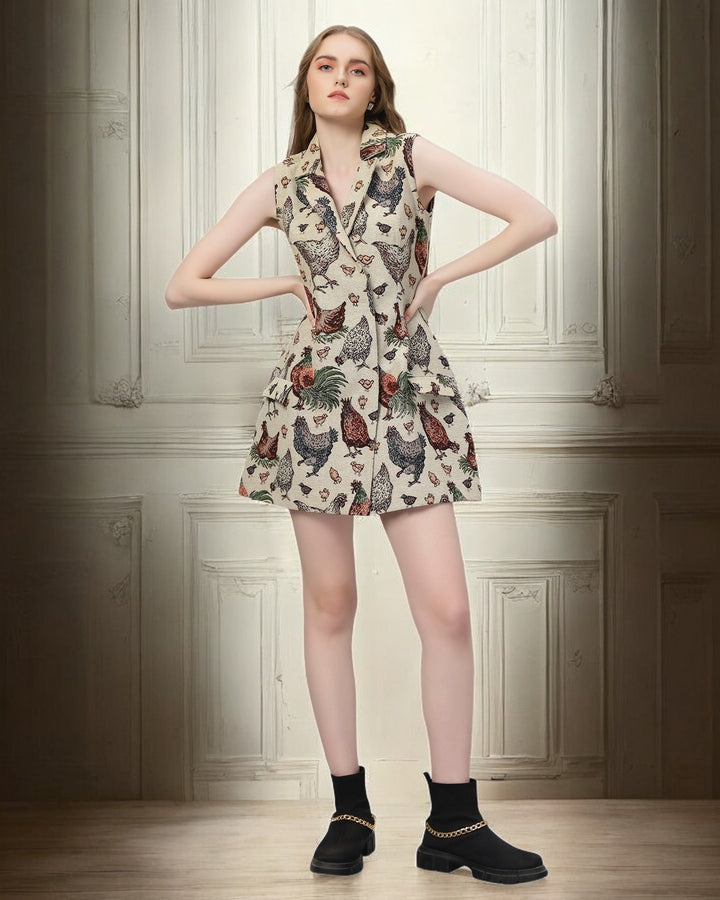 Rooster Cotton Jacquard Vegan Dress