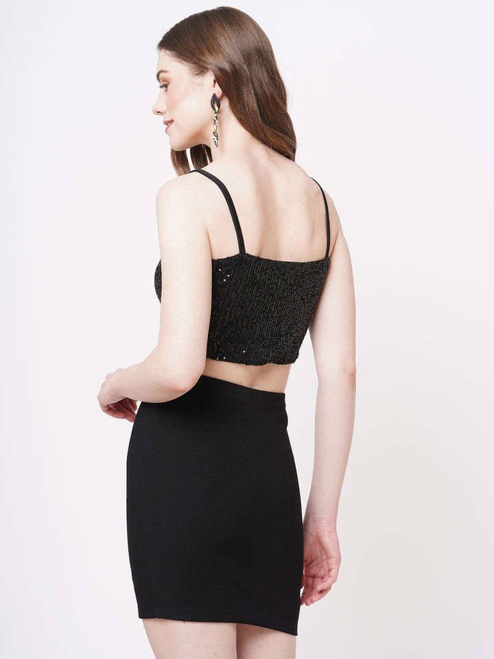 Black Bling Cropped Top