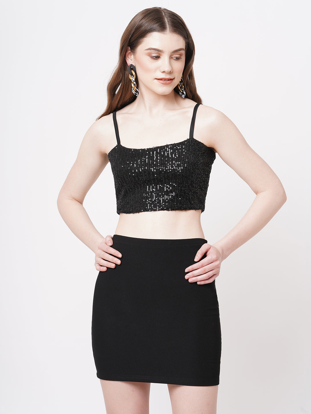 Black Bling Cropped Top