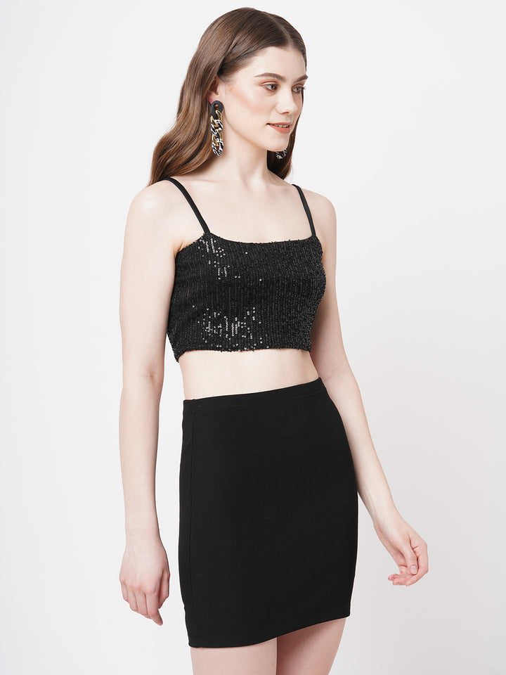 Black Bling Cropped Top