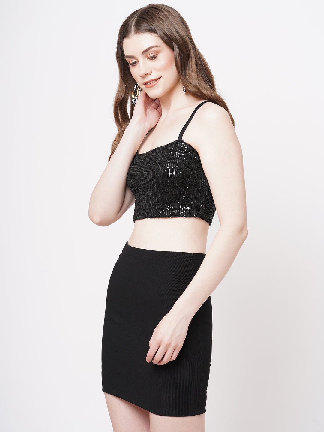 Black Bling Cropped Top