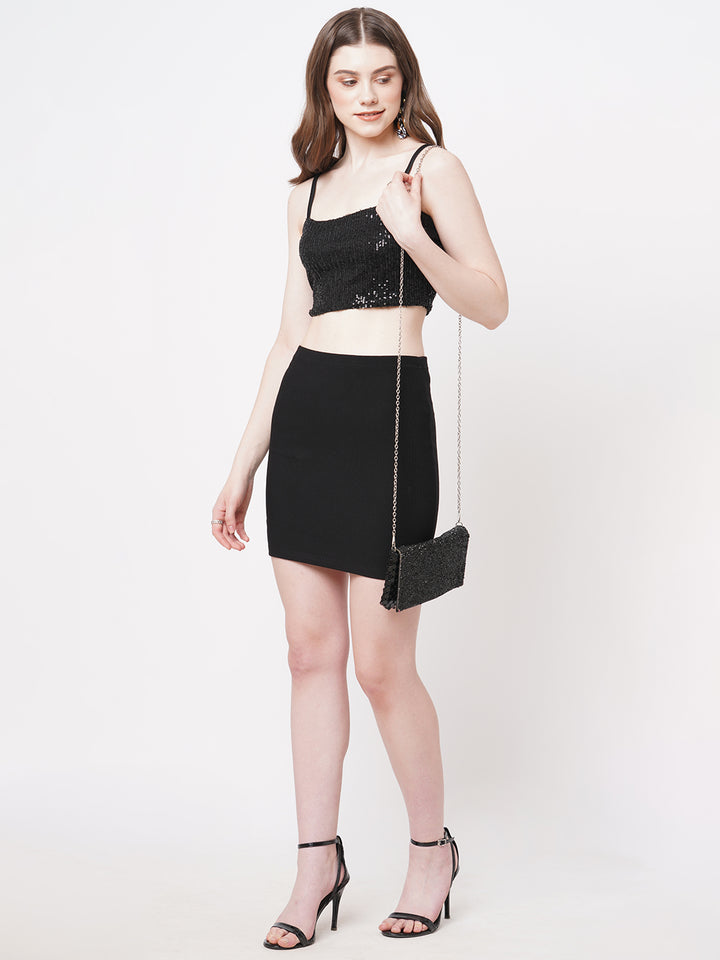Black Bling Cropped Top