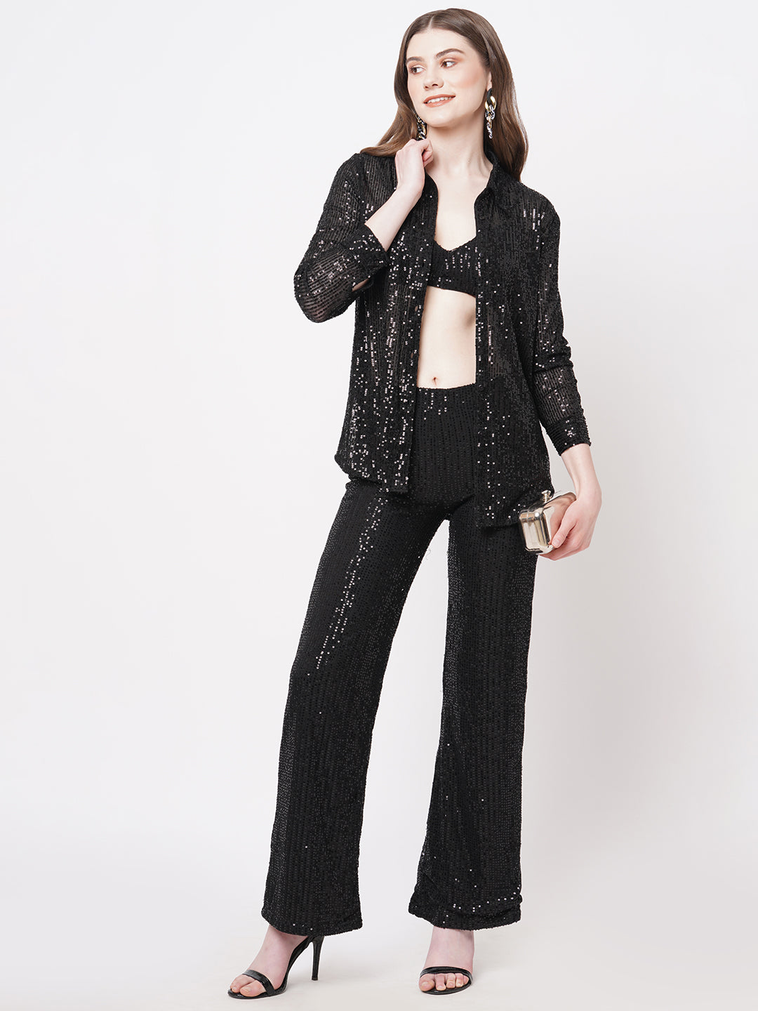 Black Sequin 3 Piece Coord Set