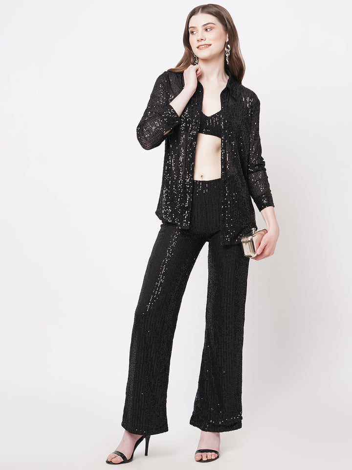 Black Sequin 3 Piece Coord Set