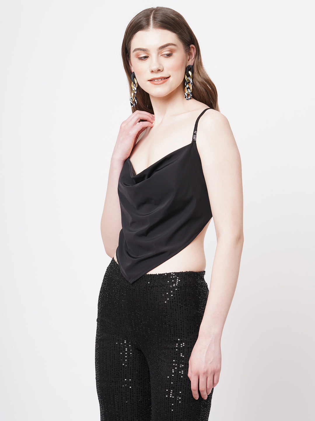 Black bling strapped scarf top.
