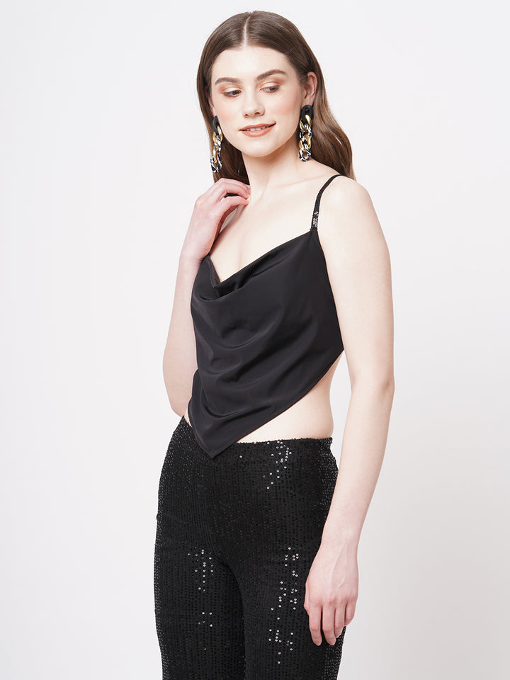 Black bling strapped scarf top.