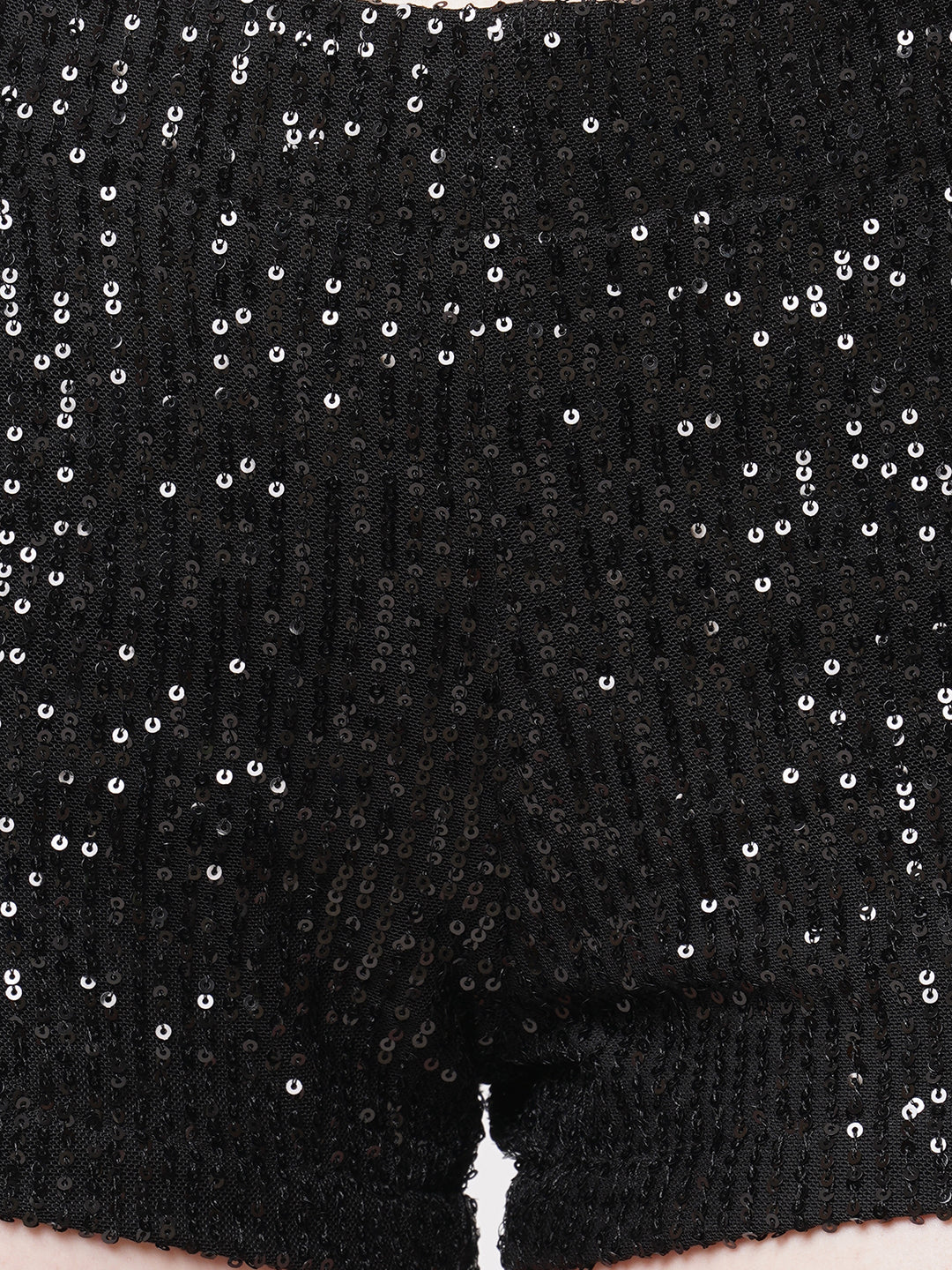 Black sequin mini cycling shorts