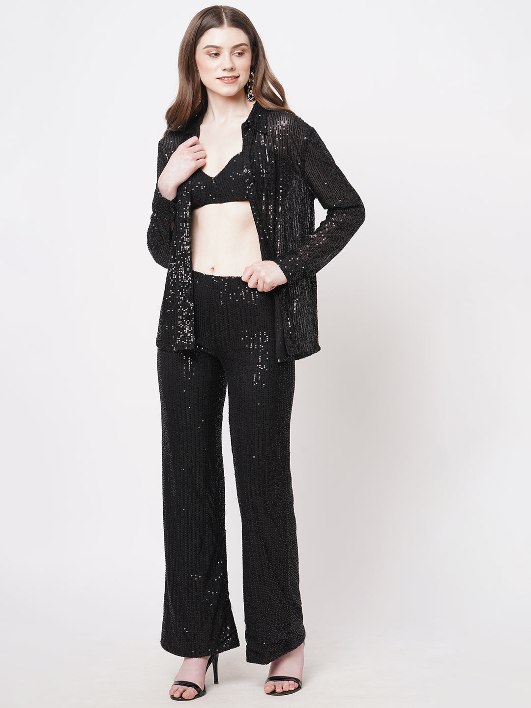 Black Sequin 3 Piece Coord Set
