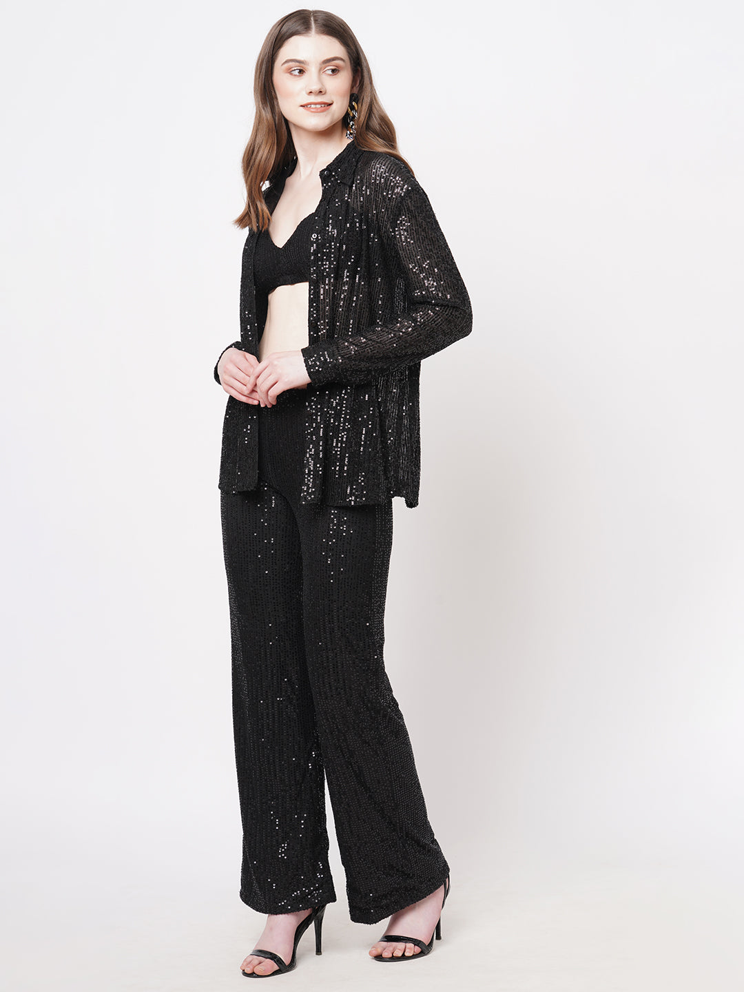 Black Sequin 3 Piece Coord Set
