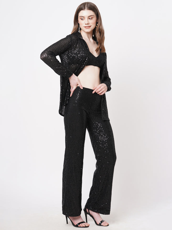 Black Sequin 3 Piece Coord Set